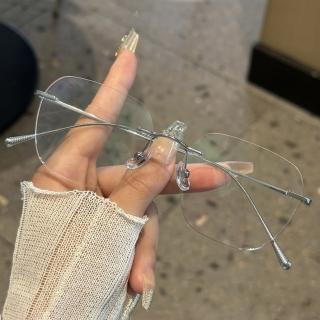 【LEEHER】方框眼鏡/純鈦鏡框/眼鏡/無框眼鏡/眼鏡框/無邊框眼鏡/女生眼鏡/素顏眼鏡/無度數/眼鏡女