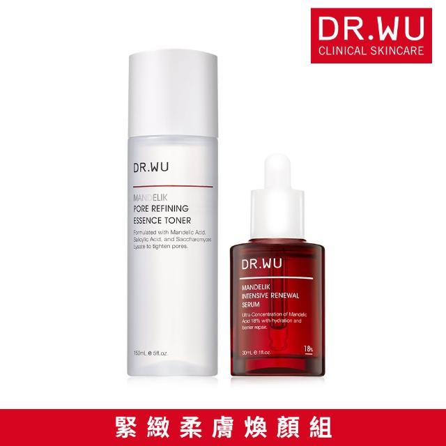 【DR.WU 達爾膚】緊緻柔膚煥顏組(杏仁酸化妝水150ML+杏仁酸精華18% 30ML)