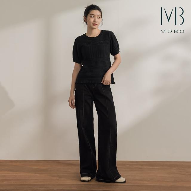 【MO-BO】輕鬆質感花紋針織上衣