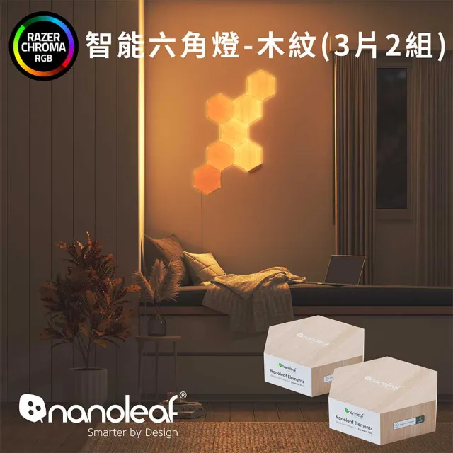 【nanoleaf】Elements 智能六角燈3片2組-木紋