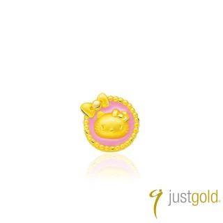【Just Gold 鎮金店】Pinky Hello Kitty純金串珠(圓臉蝴蝶結)