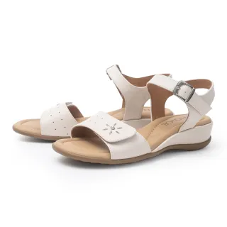 【CHOiCE】夏季真皮鏤空小圓鑽飾楔型涼鞋(白色)