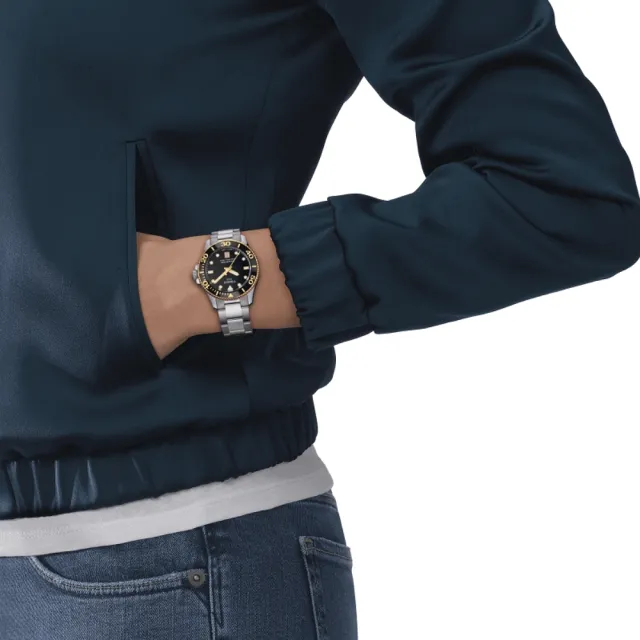 【TISSOT 天梭 官方授權】SEASTAR1000海星系列 半金 潛水女錶 母親節 禮物 推薦(T1202102105100)