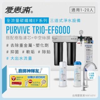 【EVERPURE 愛惠浦】櫥下型 PURVIVE Trio-EF6000大流量不鏽鋼龍頭三道式生飲淨水器(前置樹脂+中空絲膜)
