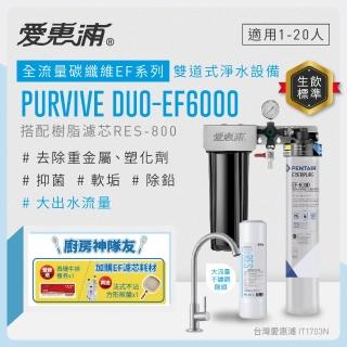 【EVERPURE 愛惠浦】櫥下型 PURVIVE Duo-EF6000大流量不鏽鋼龍頭兩道式生飲淨水器(前置樹脂)
