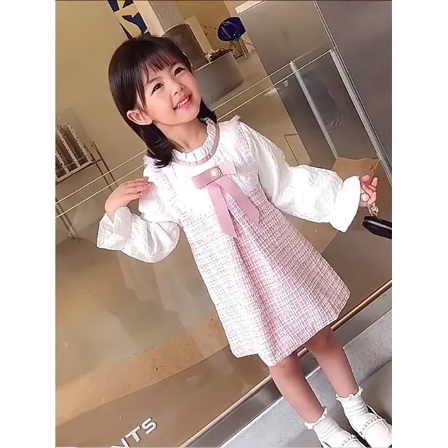 【安朵童舖】現貨韓系小洋裝女童長袖連身裙紗裙新年服可愛短裙兒童洋裝裙子(128/07/22/036/017A)