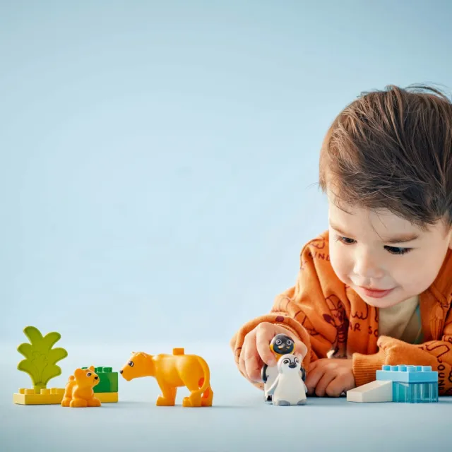 【LEGO 樂高】得寶系列 10442 野生動物家庭：企鵝和獅子(動物玩具 幼兒積木 兒童玩具 學習積木 禮物)