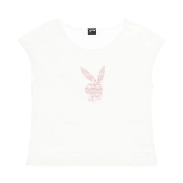 【PLAYBOY】浪漫蕾絲連袖上衣(白色)