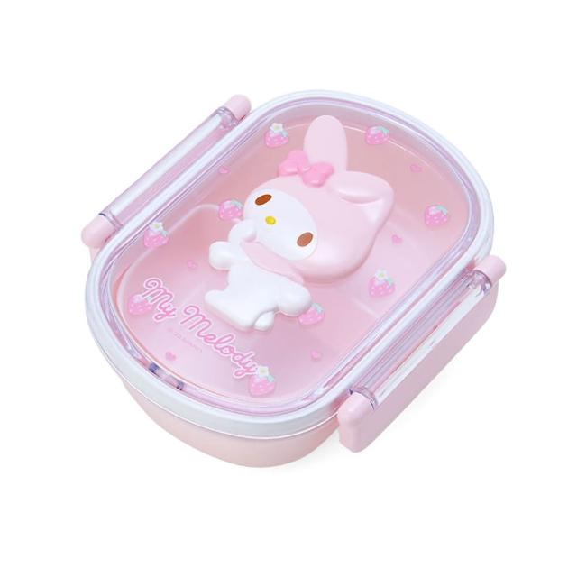 【SANRIO 三麗鷗】橢圓立體浮雕雙扣便當盒 美樂蒂