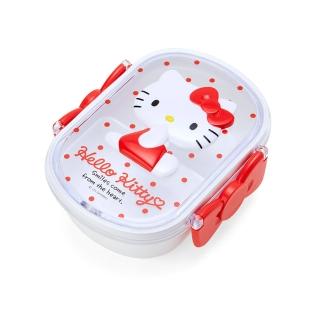 【SANRIO 三麗鷗】橢圓立體浮雕雙扣便當盒 Hello Kitty