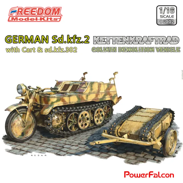 【PowerFalcon】Freedom 1/16 德軍Sd.kfz.2履帶車&哥利亞遙控炸彈(16002 二戰模型 模型收藏 軍事模型)