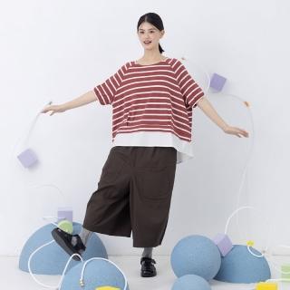【MOSS CLUB】不對稱口袋低襠繭型九分寬褲(黑 綠)