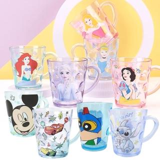 【Disney 迪士尼】兒童 握把杯子 透明杯子 牛奶杯 漱口杯 水杯(艾莎 閃電麥坤 公主 史迪奇 米奇 米妮)