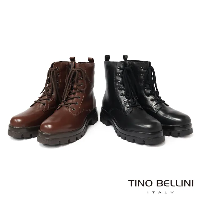 【TINO BELLINI 貝里尼】巴西進口 個性帥氣綁帶短靴FWNV030-6(咖啡)