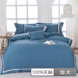 【DeKo岱珂】100支100%萊賽爾天絲 典雅素色系列 兩用被床包組(月石藍 加大6*6.2尺)
