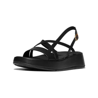 【FitFlop】F-MODE 皮革厚底後帶涼鞋-女(靚黑色)