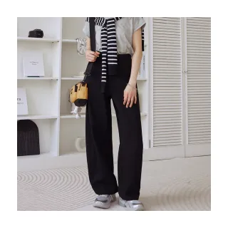 【OB 嚴選】純棉後腰鬆緊立體剪裁直筒褲 《BA7656》