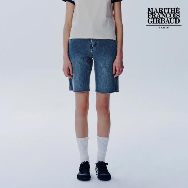 【MARITHE FRANCOIS GIRBAUD】官方旗艦 女版 交叉造型口袋五分牛仔褲 MFG(藍色)