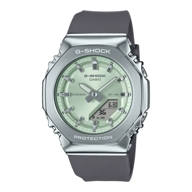 【CASIO 卡西歐】G-SHOCK 時尚粉派對八角防護構造雙顯錶-青蘋綠(GM-S2110-3)