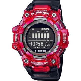 【CASIO 卡西歐】G-SHOCK 潮流迷彩運動系列卡路里計步速藍芽錶-紅框X黑(GBD-100SM-4A1)