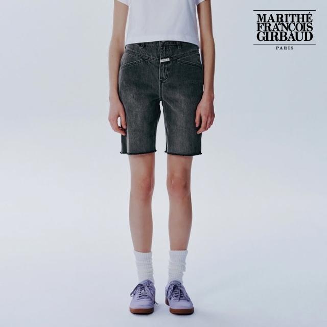 【MARITHE FRANCOIS GIRBAUD】官方旗艦 女版 交叉造型口袋五分牛仔褲 MFG(淺灰)