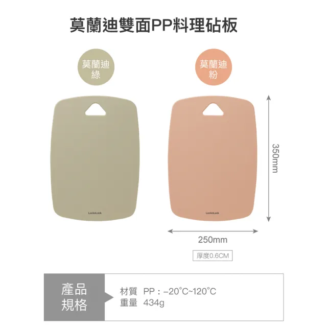 【LocknLock 樂扣樂扣】官方直營 莫蘭迪雙面PP料理砧板(二色任選)