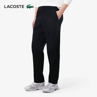 【LACOSTE】男裝-常規版型棉質華達呢卡其長褲(黑色)