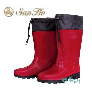 【Sanho 三和牌】女護口雨鞋 輕量半筒 防水鞋 耐寒 不易斷裂 登山鞋 工作鞋(紅色/臺灣製造 現貨)