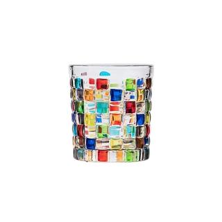 【Wo Home】歐式編織紋撞色威士忌手繪彩色玻璃杯 250 ml(創意彩繪酒吧烈酒洋酒杯)