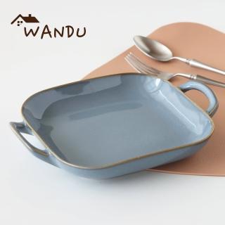 【WANDU 瓦讀】湖水藍釉陶瓷9吋復古雙耳方盤(盤 方盤 雙耳盤 端盤)
