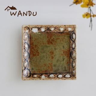 【WANDU 瓦讀】日本製棕侘寂美濃燒5吋正方盤(盤 方盤 點心盤 小菜盤)