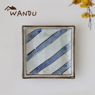 【WANDU 瓦讀】日本製藍侘寂美濃燒5吋正方盤(盤 方盤 點心盤 小菜盤)