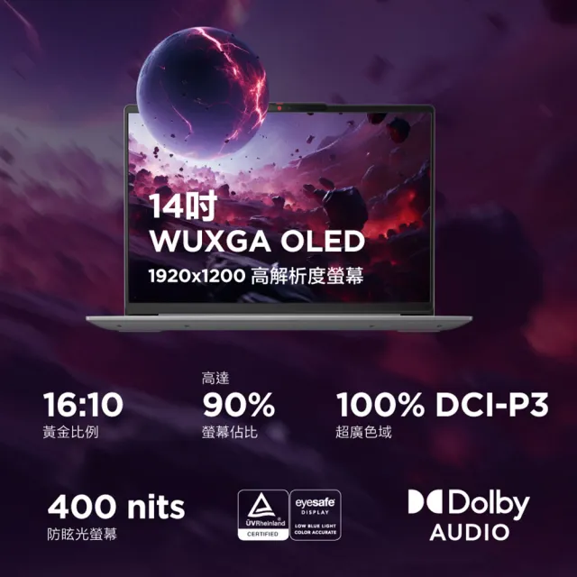 【Lenovo】14吋Ultra 5輕薄AI筆電(IdeaPad Slim 5/83DA006HTW/Ultra 5-125H/16G/1TB/W11/OLED/灰)