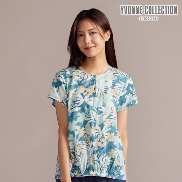 【YVONNE 以旺傢飾】棉麻暈染印花短袖上衣-薄荷綠