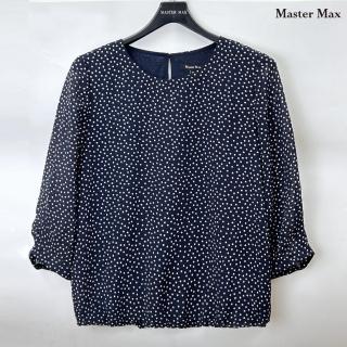 【Master Max】後領釦點點皺皺布七分袖雪紡上衣(8417168)