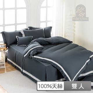 【DeKo岱珂】100支100%萊賽爾天絲 典雅素色系列 床罩兩用被組(午夜灰 雙人5*6.2尺)