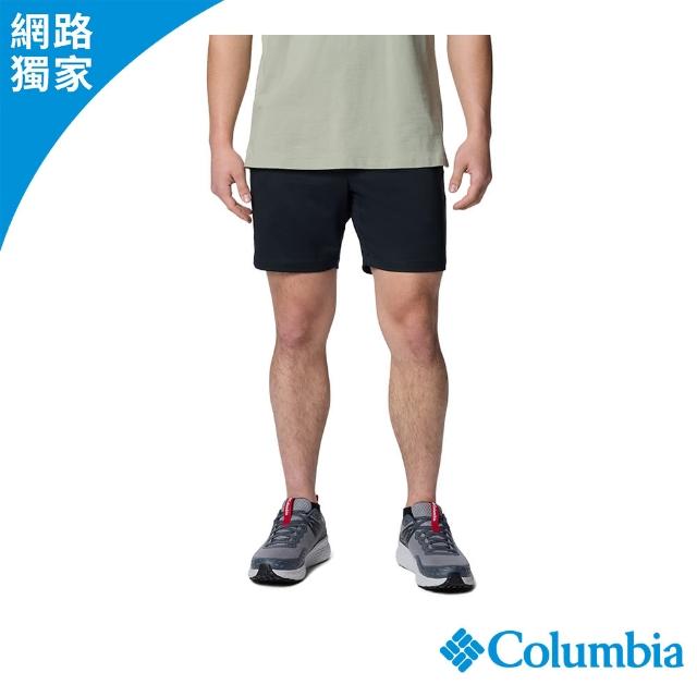 【Columbia 哥倫比亞】男款-防潑水短褲-黑色(UAE47850BK/JS)