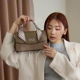 【金安德森】Darlene 造型絲巾牛皮側揹包(摩卡)