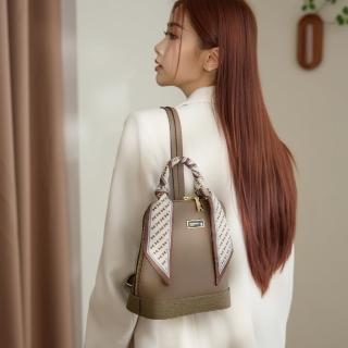 【金安德森】Darlene 造型絲巾牛皮後揹包(摩卡)