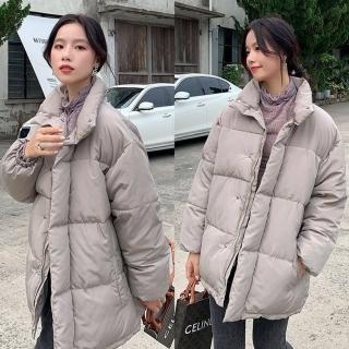 【RH】素色寬厚防風外套剩下卡其色(甲保暖厚外套買就送內搭褲一件)