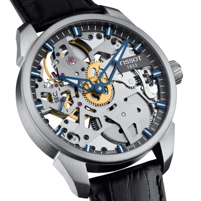 【TISSOT 天梭】鏤空手動上鍊 機械腕錶 618 週年慶 畢業禮物 (T0704051641100)