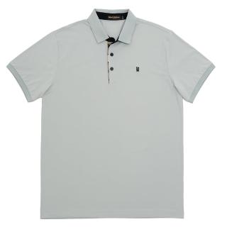 【金安德森】男裝短袖上衣-羅紋領POLO衫 格紋門襟領設計 冰絲涼感(淺灰色)
