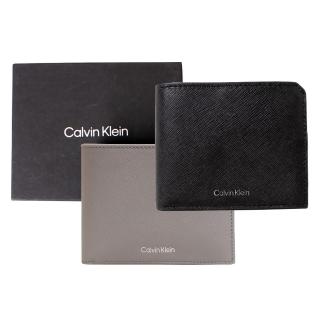【Calvin Klein 凱文克萊】CK燙銀LOGO防刮皮革1+1抽式卡夾男短夾/皮夾禮盒/CK短夾(多色可選)