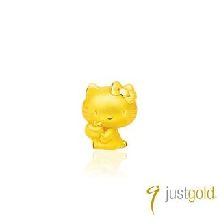 【Just Gold 鎮金店】蘋果Hello Kitty純金串珠(手拿蘋果)