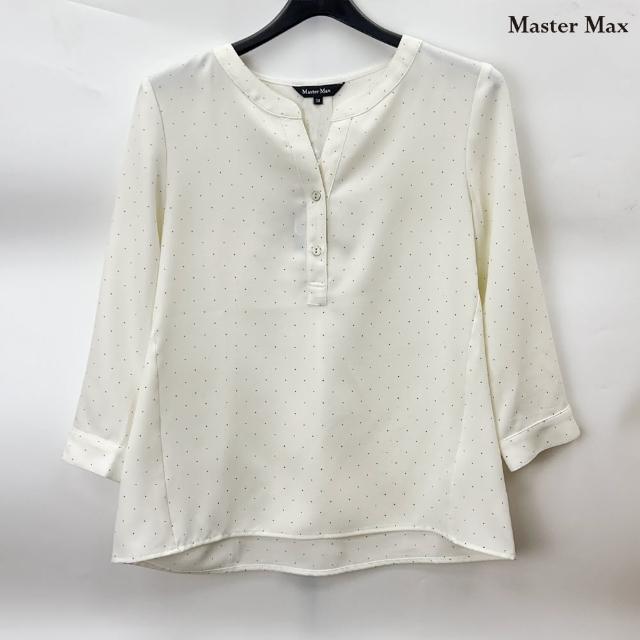 【Master Max】V領滿版小點氣質七分袖雪紡上衣(8327115)