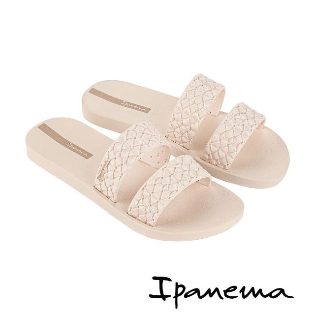 【IPANEMA】編織寬雙帶平底拖鞋(米白色)