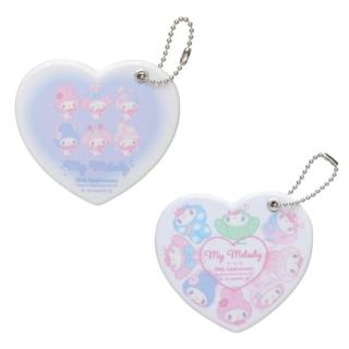 【小禮堂】Sanrio 三麗鷗 美樂蒂 50週年紀念 滑蓋式隨身鏡附吊鏈 愛心款(平輸品)