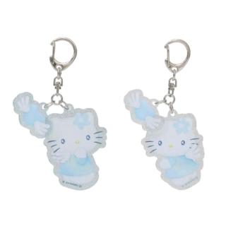 【小禮堂】Sanrio 三麗鷗 Hello Kitty 壓克力鑰匙圈 水藍色款(平輸品)