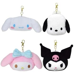 【小禮堂】母親節禮物 Sanrio 三麗鷗 絨毛大臉造型伸縮票卡包 大臉款 美樂蒂 酷洛米 大耳狗 帕恰狗(平輸品)