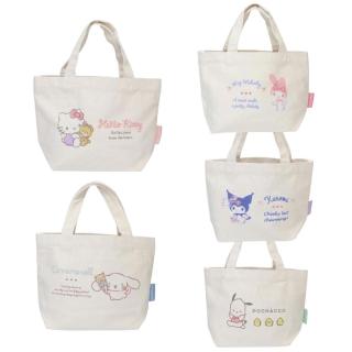 【小禮堂】Sanrio 三麗鷗 帆布手提午餐袋 名子款 Kitty 美樂蒂 酷洛米 大耳狗 帕恰狗(平輸品)